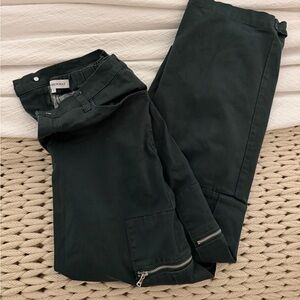 WeWoreWhat Dark Green Utility Pants with Zipper Detail